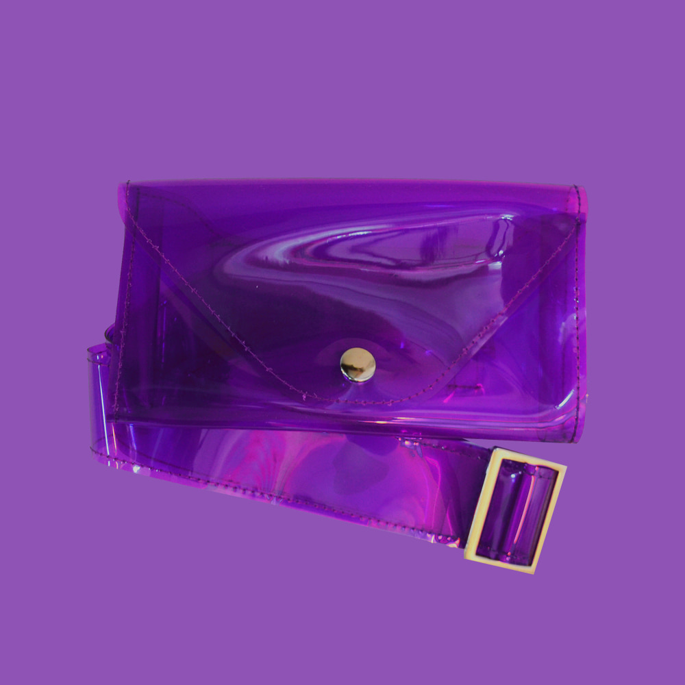 PVC 포켓 클리어 벨트백 (purple)