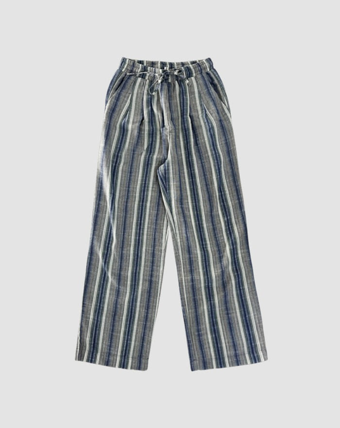 Straight wide stripe banding color matching pants