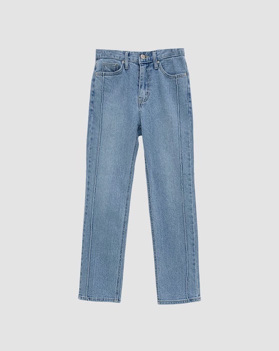 [~3XL] side line high denim straight pants