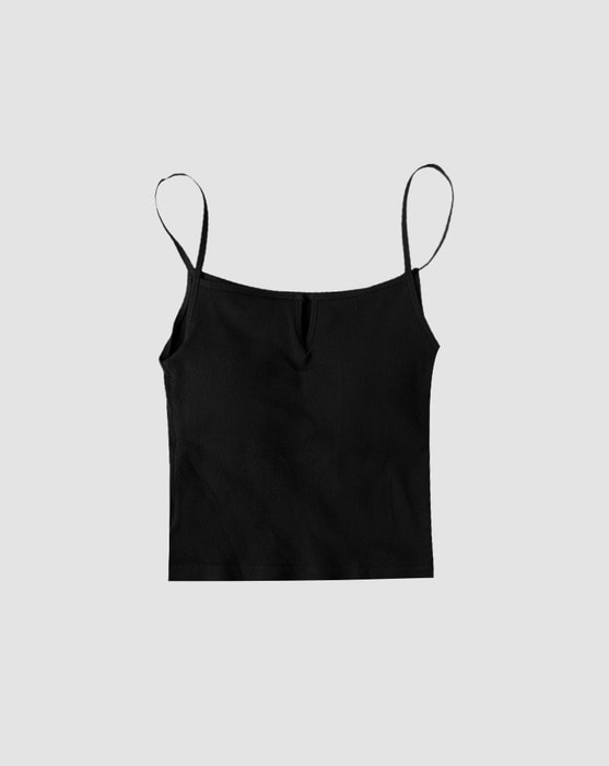 point cut cropped span sleeveless padded top