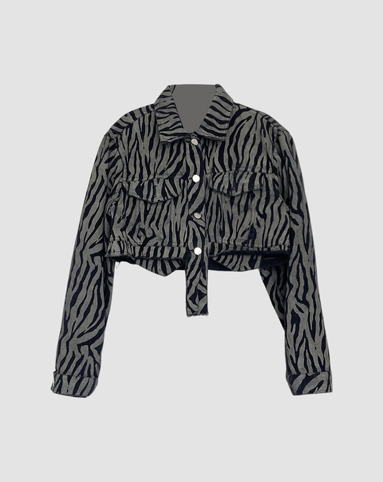 zebra cut cropped jacket