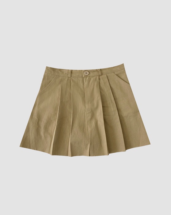 pintuck cotton pleated skirt