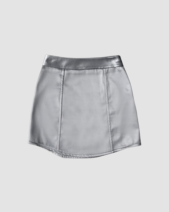 glossy satin-line mini skirt