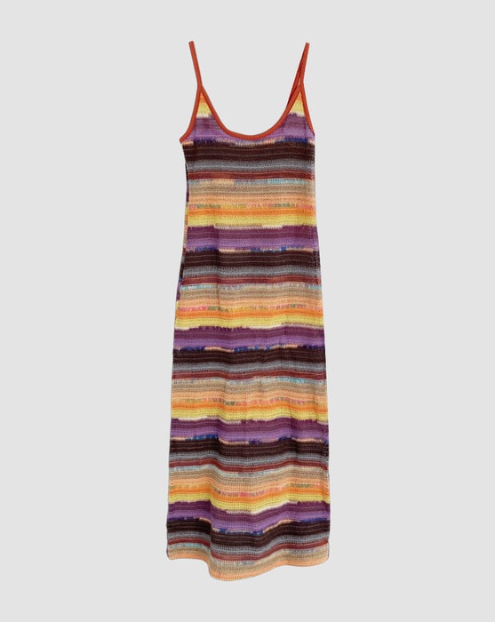 striped summer knit sleeveless long dress